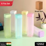 Large Capacity Plastic Water Bottle | Set of 6 | Square Water Bottle (940ml each) - With Dupatta by Nari Haat, Indian...
