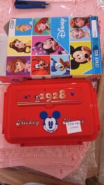 Cartoon Printed 4-Compartment Insulated Lunch Box for Kids - Fabric Detail by Nari Haat, Indian ethnic wear, women cl...