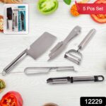 Multifunctional peeler, grater, fruit peeler, kitchen household gadget set (5 Pc Set) - With Dupatta by Nari Haat, In...