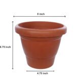 Garden Heavy Plastic Planter Pot / Gamla 8 inch (Brown, Pack of 1,Medium ) - Sleeve Design by Nari Haat, Indian ethni...