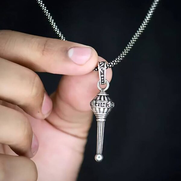 Lord Hanuman Gada Pendant With Chain (1 Pc) - Front View by Nari Haat, Indian ethnic wear, women clothing, designer suit