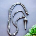 Lord Hanuman Gada Pendant With Chain (1 Pc) - Closeup Embroidery by Nari Haat, Indian ethnic wear, women clothing, de...