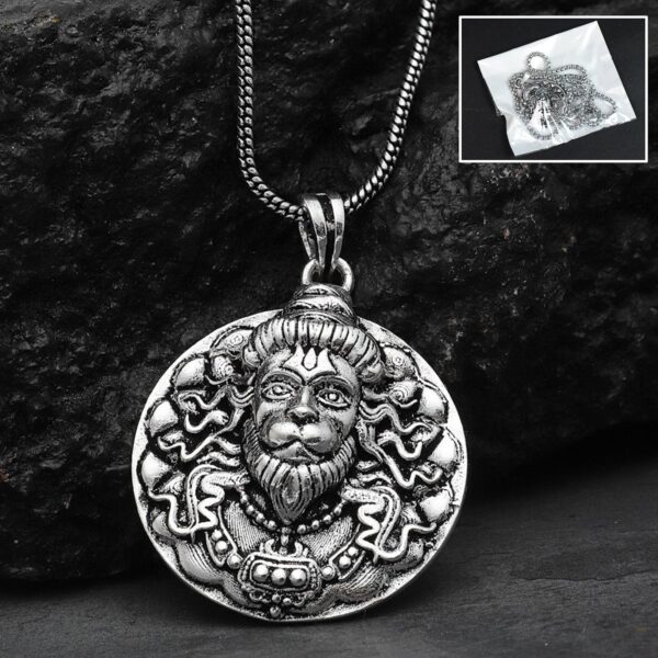 Hanuman faceLocket With Chain, Pendant Necklace Chain (1 Pc) - Front View by Nari Haat, Indian ethnic wear, women clo...