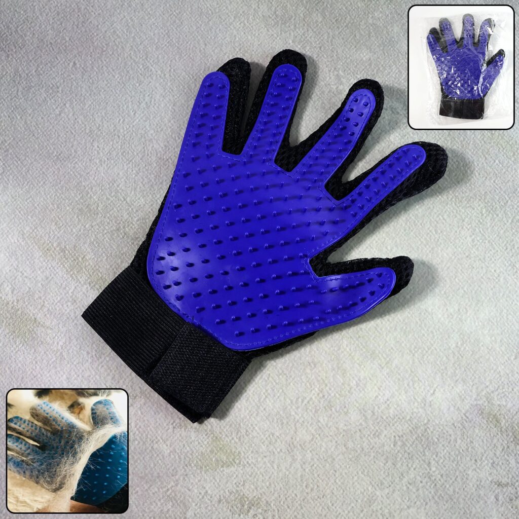 5 finger deshedding glove for pet grooming