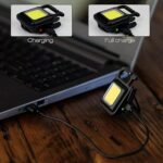 Mini Rechargeable Keychain Flashlight - 4 Light Modes Folding Bracket & Magnetic Base - Back View by Nari Haat, India...