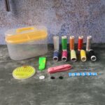 Double Layer Small & Portable Travel Sewing Kits Box Hand Work Sewing Box - Closeup Embroidery by Nari Haat, Indian e...