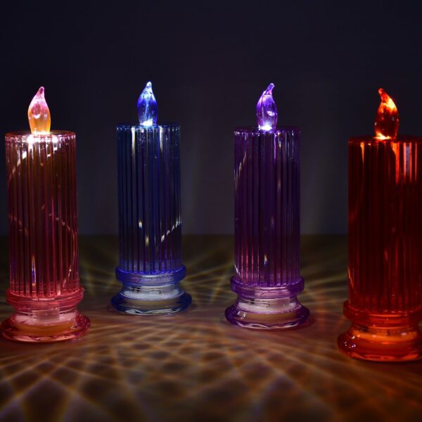 Big Simple Candles for Home Decoration, Crystal Candle Lights, Diwali (Multicolor) - Front View by Nari Haat, Indian ...