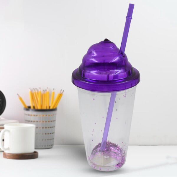 Plastic Cold Drink Tumbler with Straw