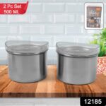 Multipurpose Stainless Steel Airtight Containers with See Through Lid (2 Pc / 500 ML) - With Dupatta by Nari Haat, In...