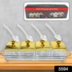 Storage Jar Set with 4 Jars Lids Tray and 4 Spoons for Coffee Tea Sugar  Kitchen Use - With Dupatta by Nari Haat, Ind...