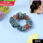 Small Hair Rubber Bands (Pack of 1 / Multicolour / Design), Hair accessories - With Dupatta by Nari Haat, Indian ethn...
