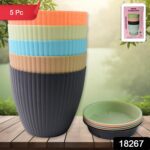 Round Plastic Flower Pot with Bottom Tray (5 Pcs Set / With Color Box) - With Dupatta by Nari Haat, Indian ethnic wea...