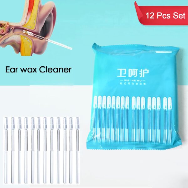 Ear wax Cleaner Stick Silicone Reusable Sticky Ear wax Removal Kit (12 Pcs Set) - Front View by Nari Haat, Indian eth...