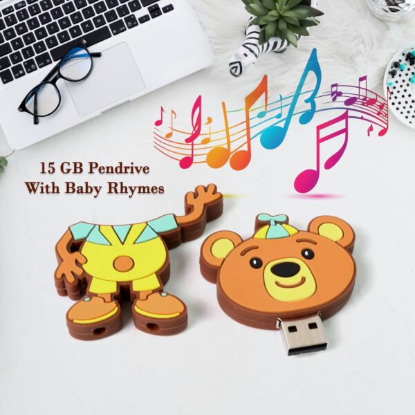 Portable Cartoon Silicone USB Pen Drive (15 GB Baby Rhymes Song / 1 Pc) - Front View by Nari Haat, Indian ethnic wear...