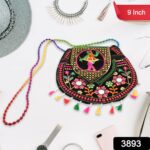9 inch Handcrafted Cotton Embroidered Shoulder Bag for Girls & women (1 Pc) - With Dupatta by Nari Haat, Indian ethni...