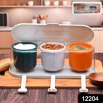 Home Kitchen 3 Grid Seasoning Spice / Masala Box Kit with Spoon (Multicolor / 1 Set) - With Dupatta by Nari Haat, Ind...