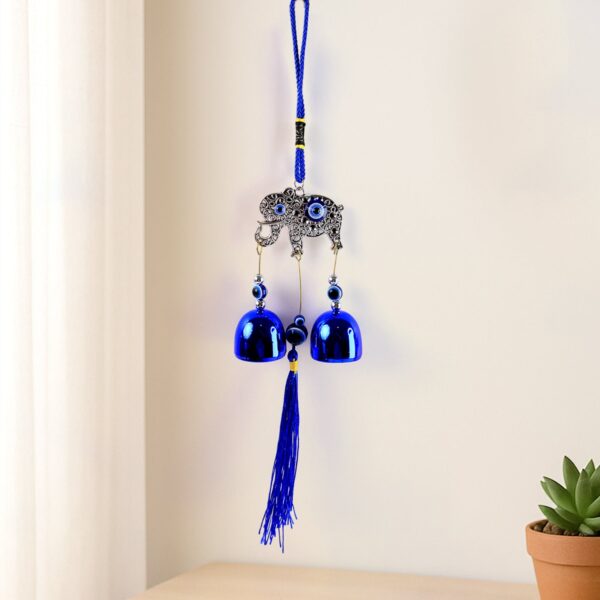 Metal Evil Eye Wind Chime Bells (Mix Design / 1 Pc) - Front View by Nari Haat, Indian ethnic wear, women clothing, de...