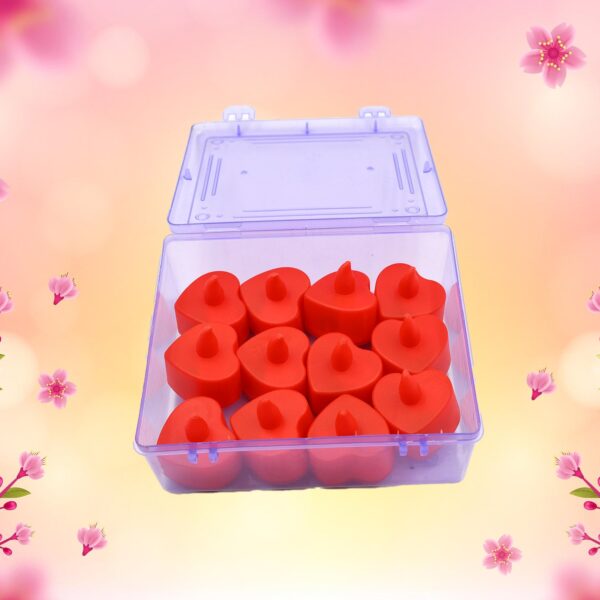 Flameless Candles LED Heart Shape Tea Light Candles Multi Color Electrical Diya Candles Battery Operated Fake Candles...
