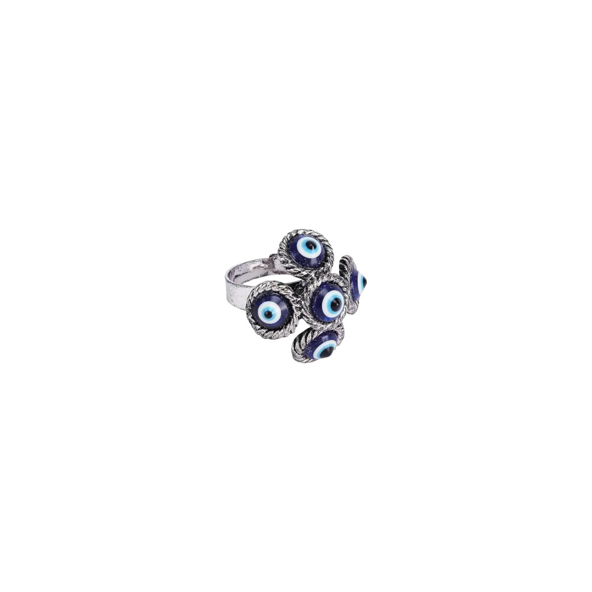 51A6UJubPhL._SL1500_ Click Pujan Evil Eye Ring: Adjustable Metal Finish for Men & Women. Attracts Wealth, Abundance & Protection. Spiritual Jewellery for Negativity Protection. Click Pujan Brand. - Image 2