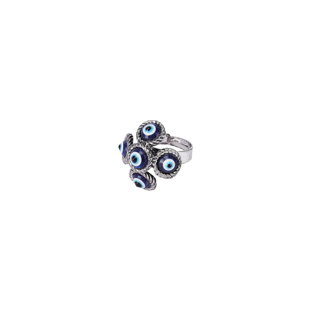 51dPawNrw1L._SL1500_ Click Pujan Evil Eye Ring: Adjustable Metal Finish for Men & Women. Attracts Wealth, Abundance & Protection. Spiritual Jewellery for Negativity Protection. Click Pujan Brand. - Image 3