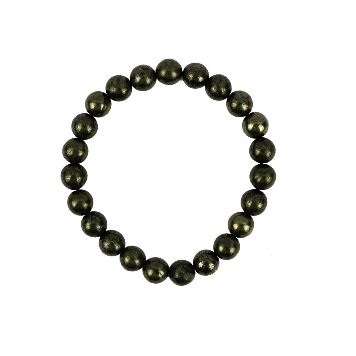 Click Pujan Natural Pyrite Crystal Bracelet – Unisex Stretchable Healing Stone Bracelet for Wealth, Abundance & Success. Spiritual Energy Jewellery for Men & Women – Confidence & Protection Stone. Pyrite Healing Bracelet for Positive Energy & Good Luck. Feng Shui & Reiki Compatible. Handmade Stretchable Beaded Bracelet – Ideal Gift for Loved Ones. - Image 1
