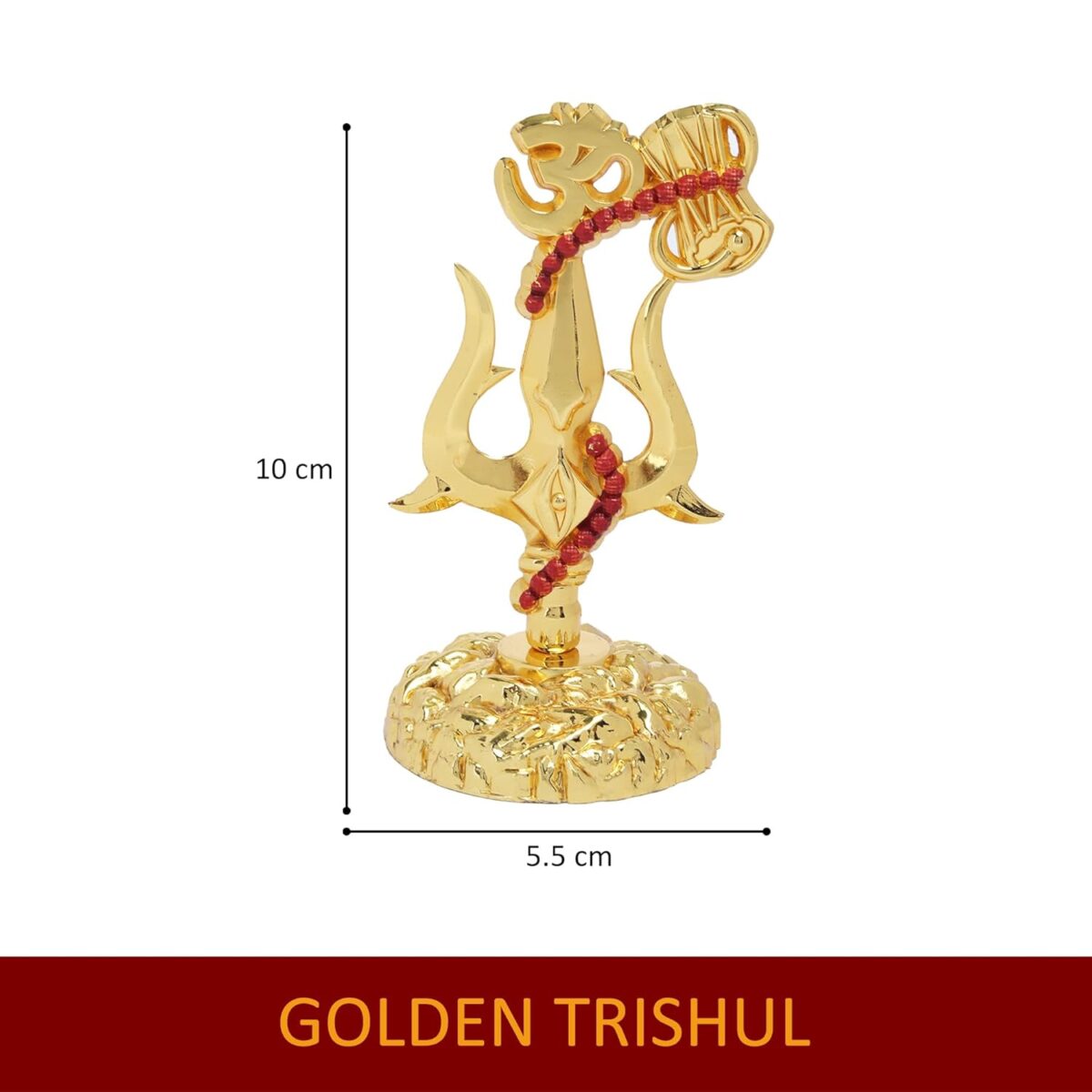 61iUCKF3PTL._SL1500_ Click Pujan Trishul with Damru – Golden Brass Lord Shiva |Trident with Drum for Temple | Ideal for Home Mandir, Pooja Decoration, and Spiritual Rituals - Image 5