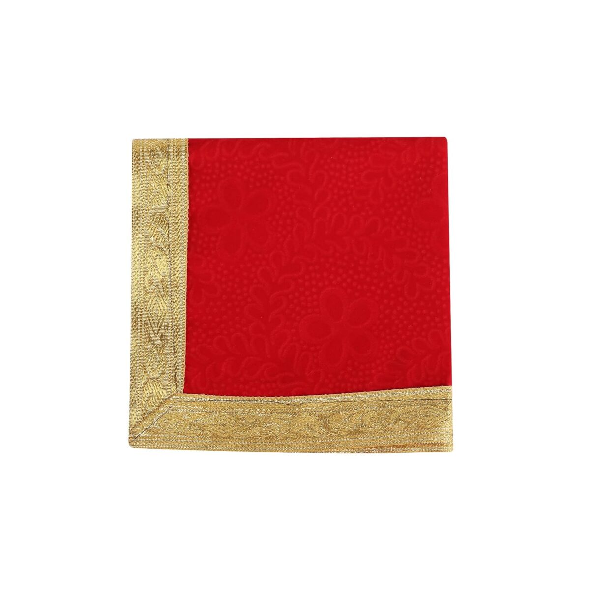 71FbA7PruQL._SL1500_ Click Pujan Red Cloth with Border โ Set of 2 (12x12 Inch) | Traditional Pooja Fabrics for Temple | Home Mandir, Religious Rituals, Offerings, and Spiritual Decorations - Image 2