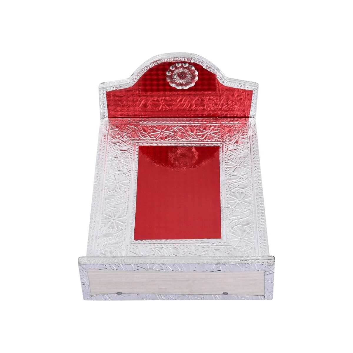 71eILLcUrmL._SL1500_ Click Pujan Wooden Silver Palang for Krishna – Medium, Traditional Laddu Gopal Palang with Intricate Carvings - Image 2