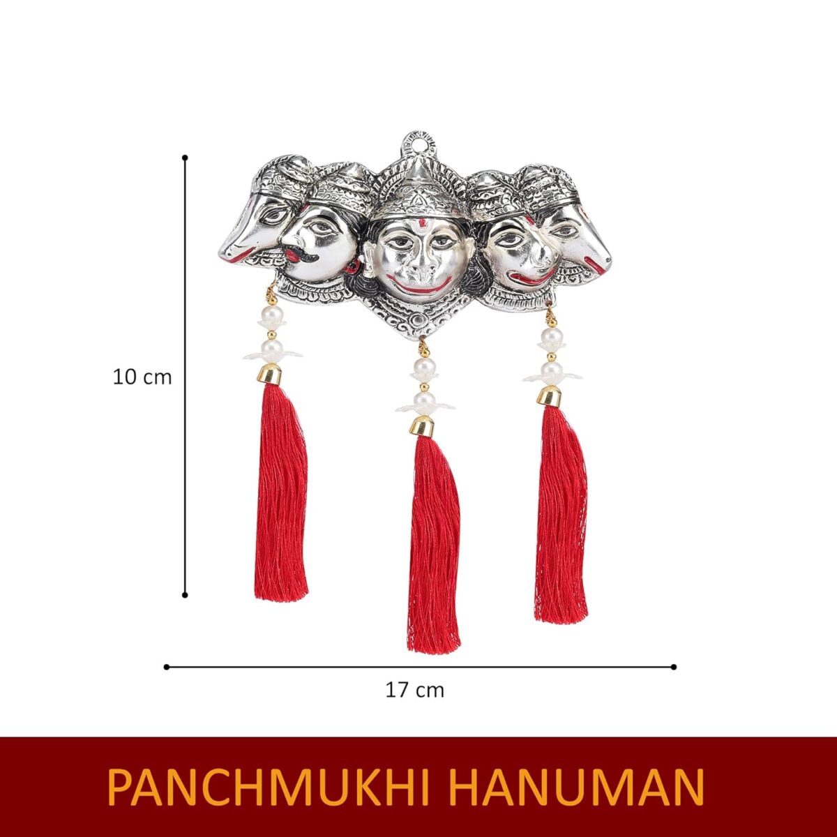71hU3bnRudL._SL1500_-1 Click Pujan Silver Panchmukhi Hanuman Statue with Latkan for Home, Office & Temple - Image 2
