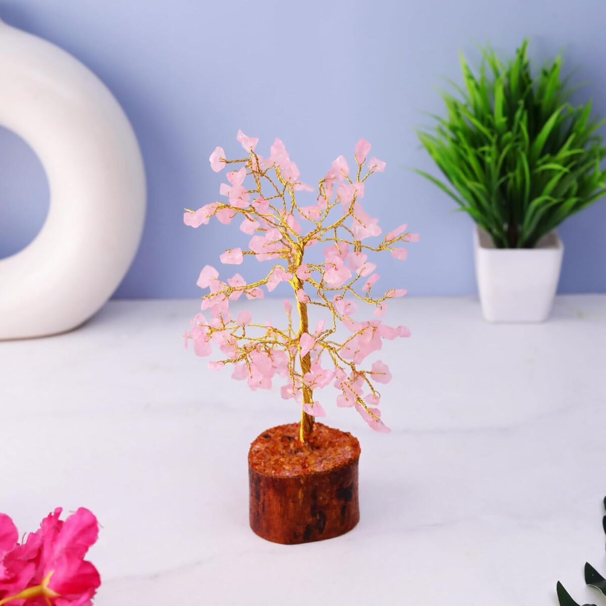 71tvE1RgBcL._SL1500_ Click Pujan Pink Quartz Crystal Tree for Good Luck | Home Decor Showpiece | Bonsai Money Tree Gift - Image 1
