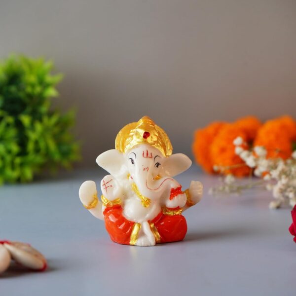 Click Pujan Ganesh - Poly Murti for Car Dashboard - Polyresin Home Decor Showpiece Gift