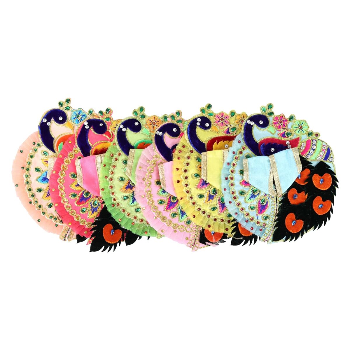 81Aw-TPYOkL._SL1500_-1 Click Pujan Kanha Poshak - 3 No Vel Mayur Design (Set of 2) | Krishna Ji Vastra for Janmashtami & Puja - Image 1