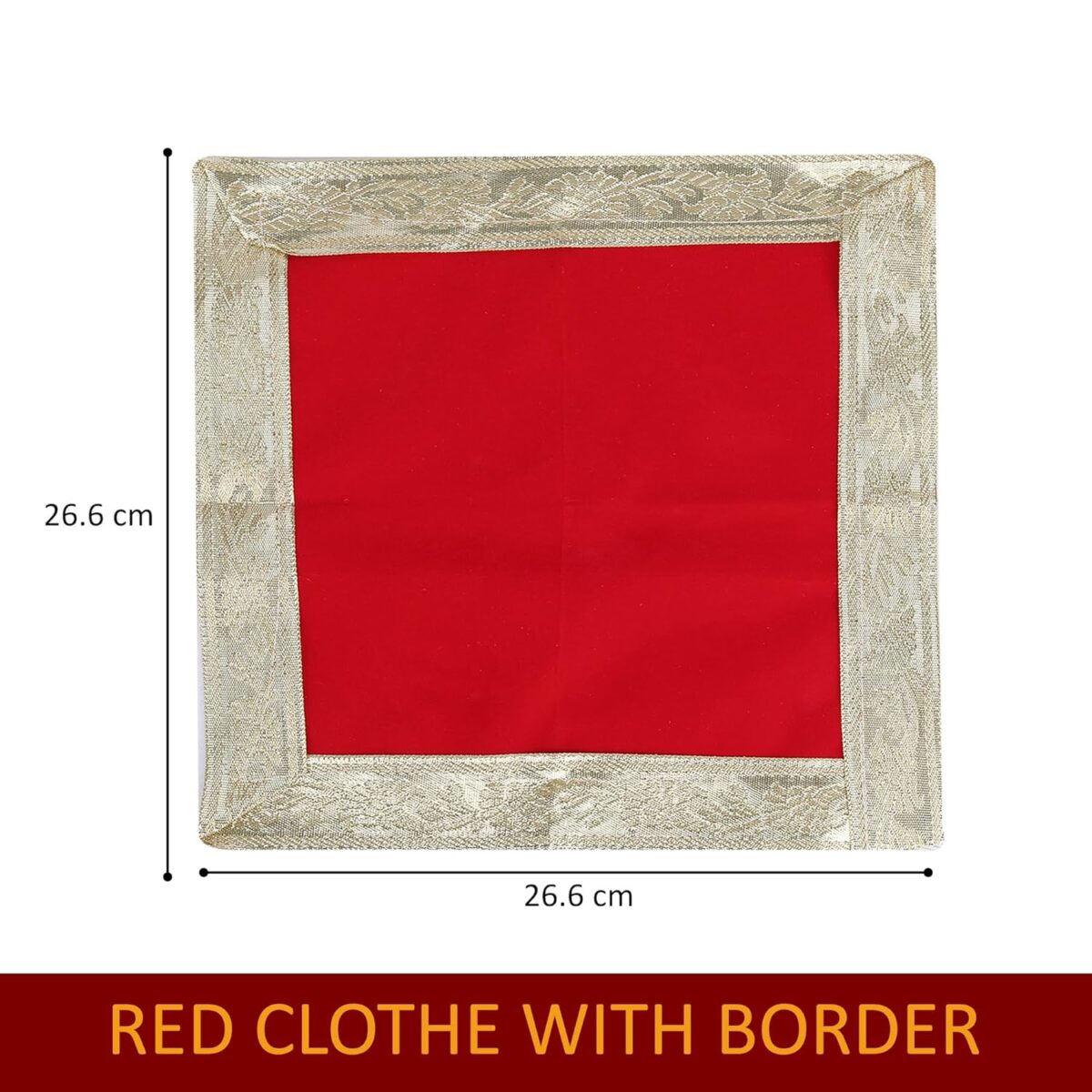 81DGMUpfTpL._SL1500_-1 Click Pujan Red Cloth with border - 9x9 (Set of 2) | Chowki Kapda for Mandir & Home Temple - Image 4