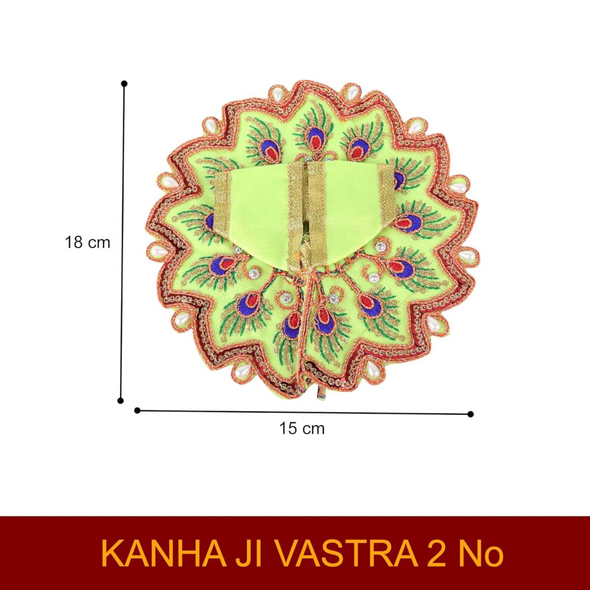 81I42N7WJuL._SL1500_-1 Click Pujan Kanha Poshak 3 No - Pankh Design (Set of 2) | Ethnic Krishna Ji Vastra for Janmashtami & Puja - Image 3