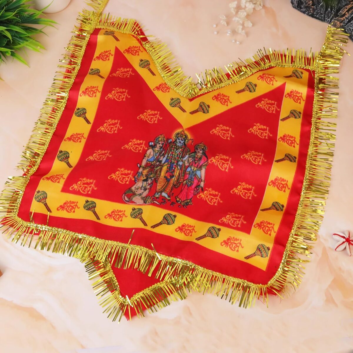 81SDCzCn1AL._SL1500_-1 Click Pujan Hanuman Chola - Small (Set of 2) 14" | Puja Dress for Bajrangbali Murti | Temple Decoration - Image 1