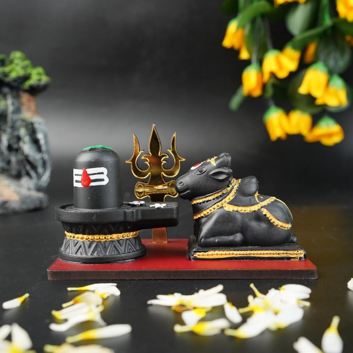 81WoOM3XoEL._SL1500_ Click Pujan Shiv Nandi Trishul Idol | Lord Shiva with Nandi and Trishul Showpiece | Ideal for Home Temple, Pooja Room, Spiritual Décor, and Religious Gift - Image 1