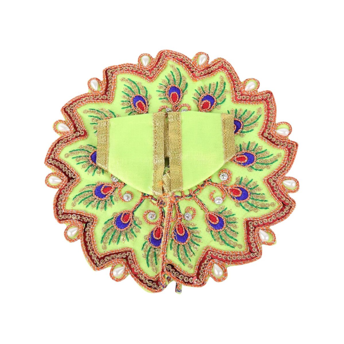 81lLQe2taSL._SL1500_-1 Click Pujan Kanha Poshak 3 No - Pankh Design (Set of 2) | Ethnic Krishna Ji Vastra for Janmashtami & Puja - Image 1
