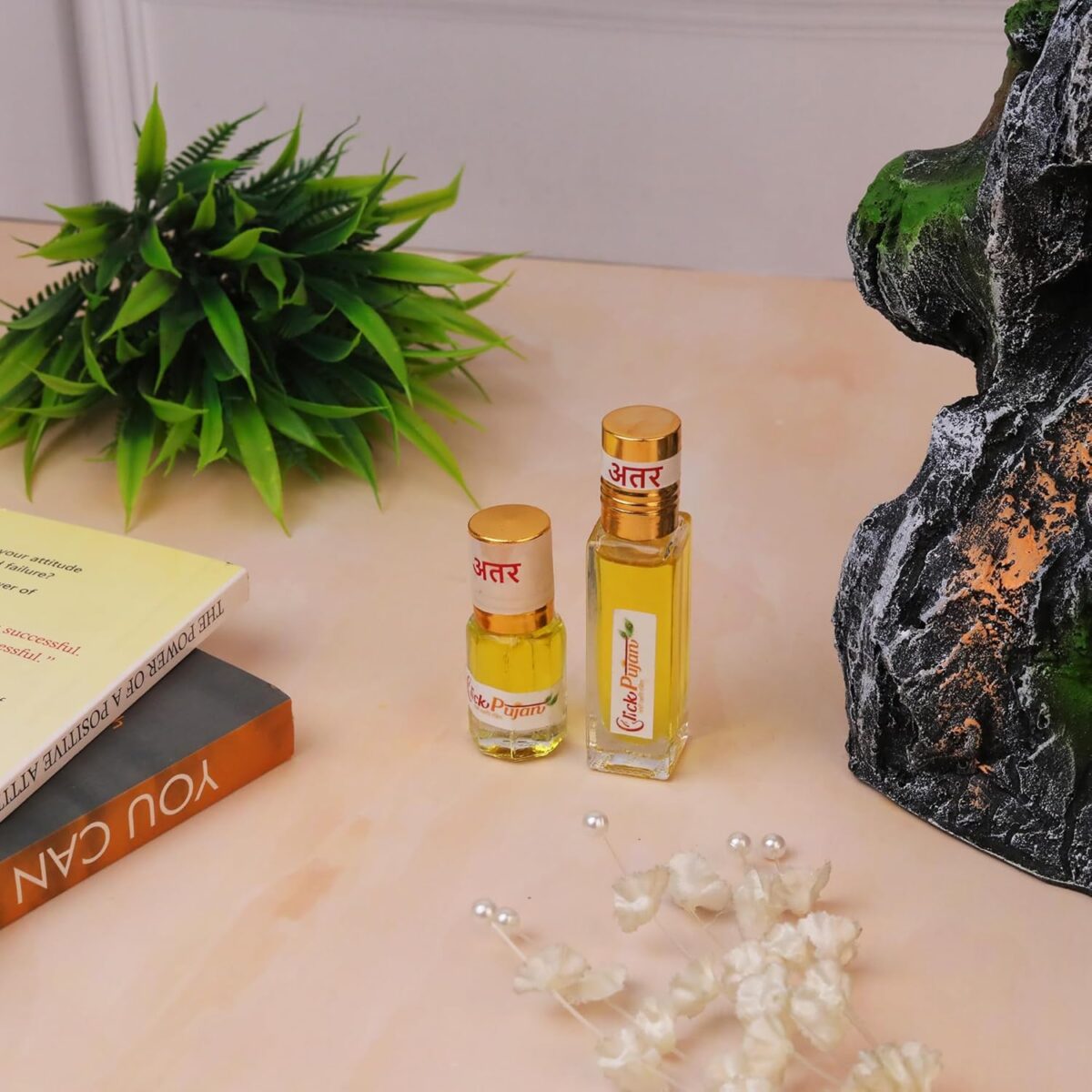 Click Pujan Attar Combo - Mogra (2Ml + 6Ml) | Long-Lasting Natural Fragrance for Men & Women - Image 1