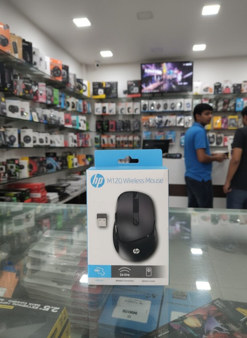 enhanced-image HP M120 Wireless Mouse: Ergonomic 2.4GHz USB Receiver for Laptops & Desktops by Disha Infotech - Image 1