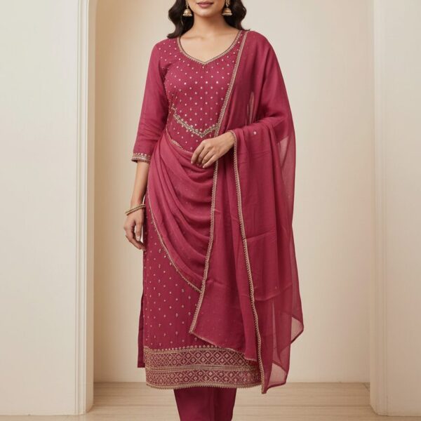 Exquisite Handwork Organza Suit with Pure Dupatta: Sequence & Cut Dana Work by Sonika Signature for Festive Elegance