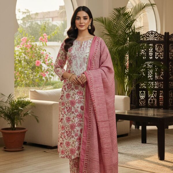 Pure Cotton Chikankari Kurti: Hand-Embroidered Neck Design by Sonika Signature for Timeless Ethnic Elegance