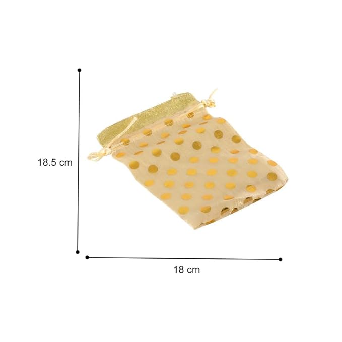41BdAZ5604L._SX679_ Click Pujan Polka Dot Drawstring Pouches - Set of 5 (6x5 inches) | Elegant Gift Bags for Wedding Favors, Jewelry Packaging, Bridal Party Gifts & Women’s Accessories. Ideal for stylish, reusable potli bags. - Image 3