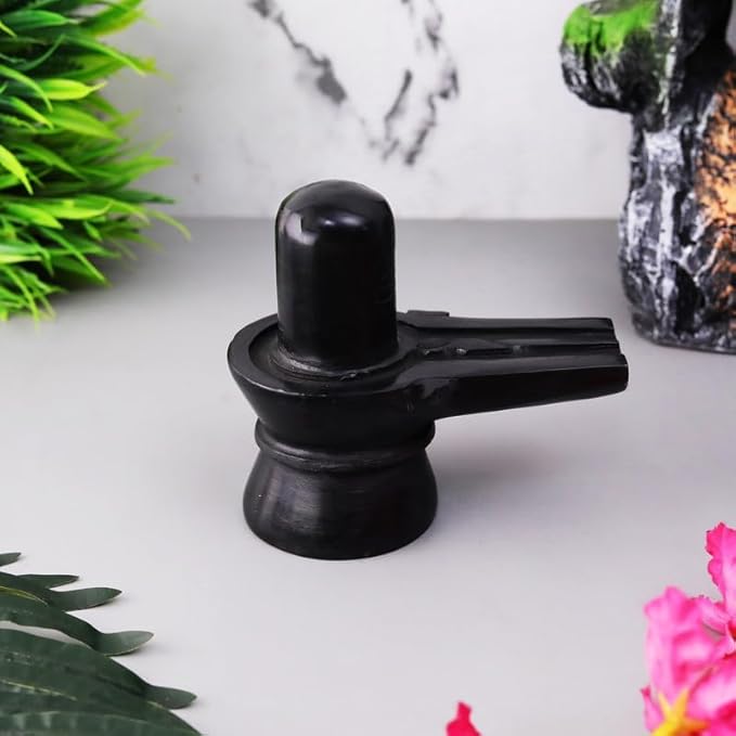 51JH-Gfv7L._SX679_-1 Click Pujan 4 Inch Black Marble Shivling | Mahadev Idol for Home Temple | Handcrafted Lord Shiva Lingam for Pooja & Worship - Image 4