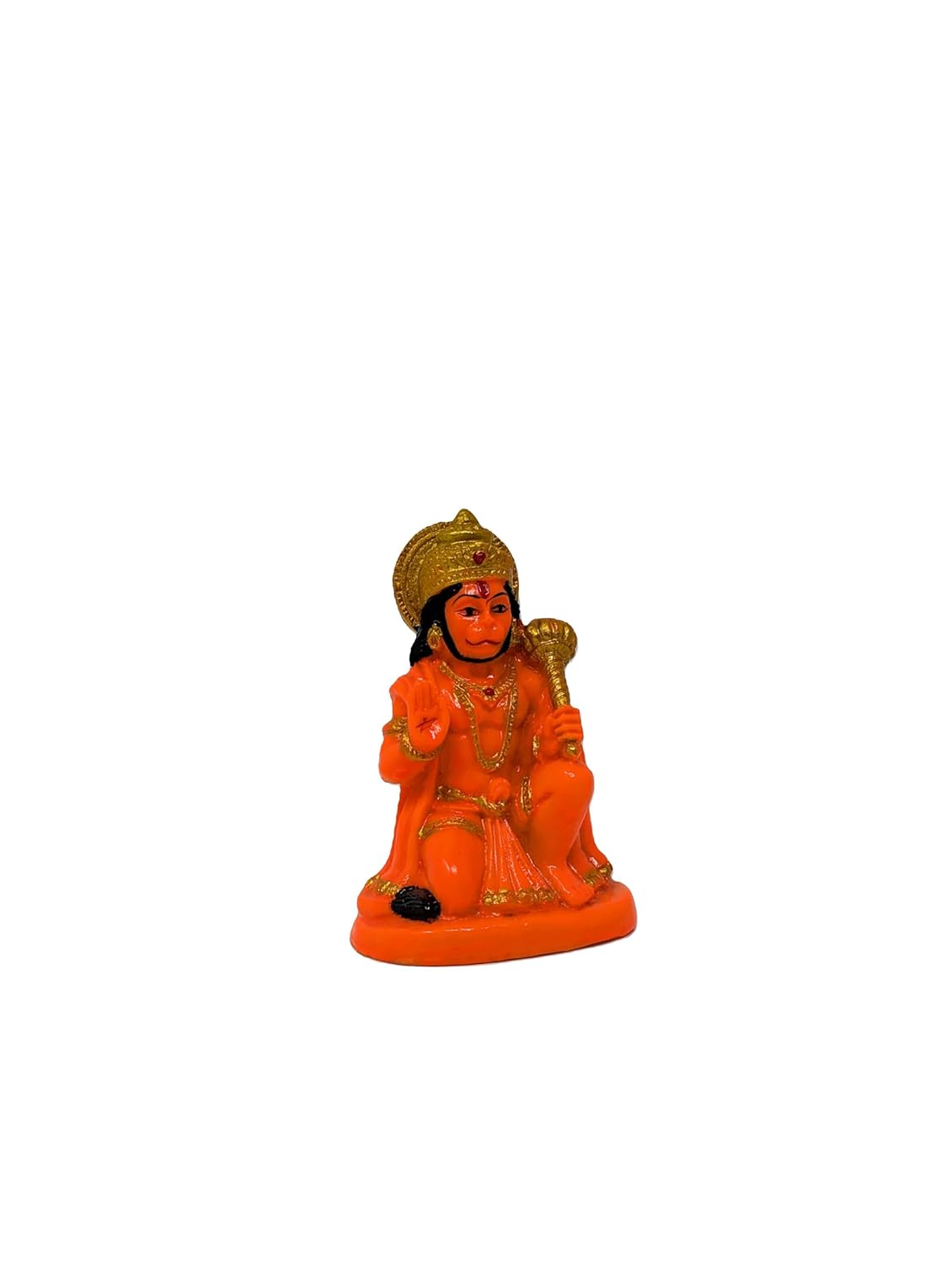 51WGF5qrqmL._SL1500_-1 Click Pujan Hanuman Sitting Small Orange Murti - Lord Balaji Idol for Home Car Temple Decor - Image 3