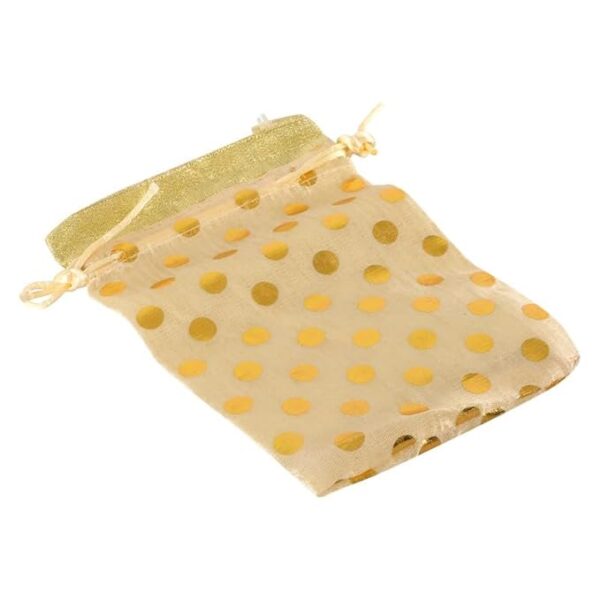 Click Pujan Polka Dot Drawstring Pouches - Set of 5 (6x5 inches) | Elegant Gift Bags for Wedding Favors, Jewelry Packaging, Bridal Party Gifts & Women’s Accessories. Ideal for stylish, reusable potli bags.