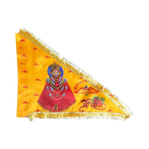 Click Pujan Shree Shyam Dhwaja - Small (Set of 2) | Religious Flag for Mandir & Puja