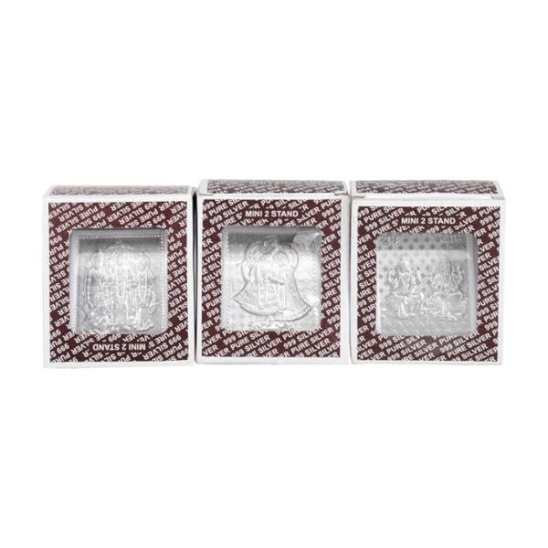 Click Pujan Silver Coated Acrylic Idols - Ganesh Lakshmi, Radha Krishna for Home & Office Decor