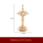 Click Pujan Deepak - 5 Mukhi 0 No for Pooja, Diwali, Navratri - Golden - Image 4