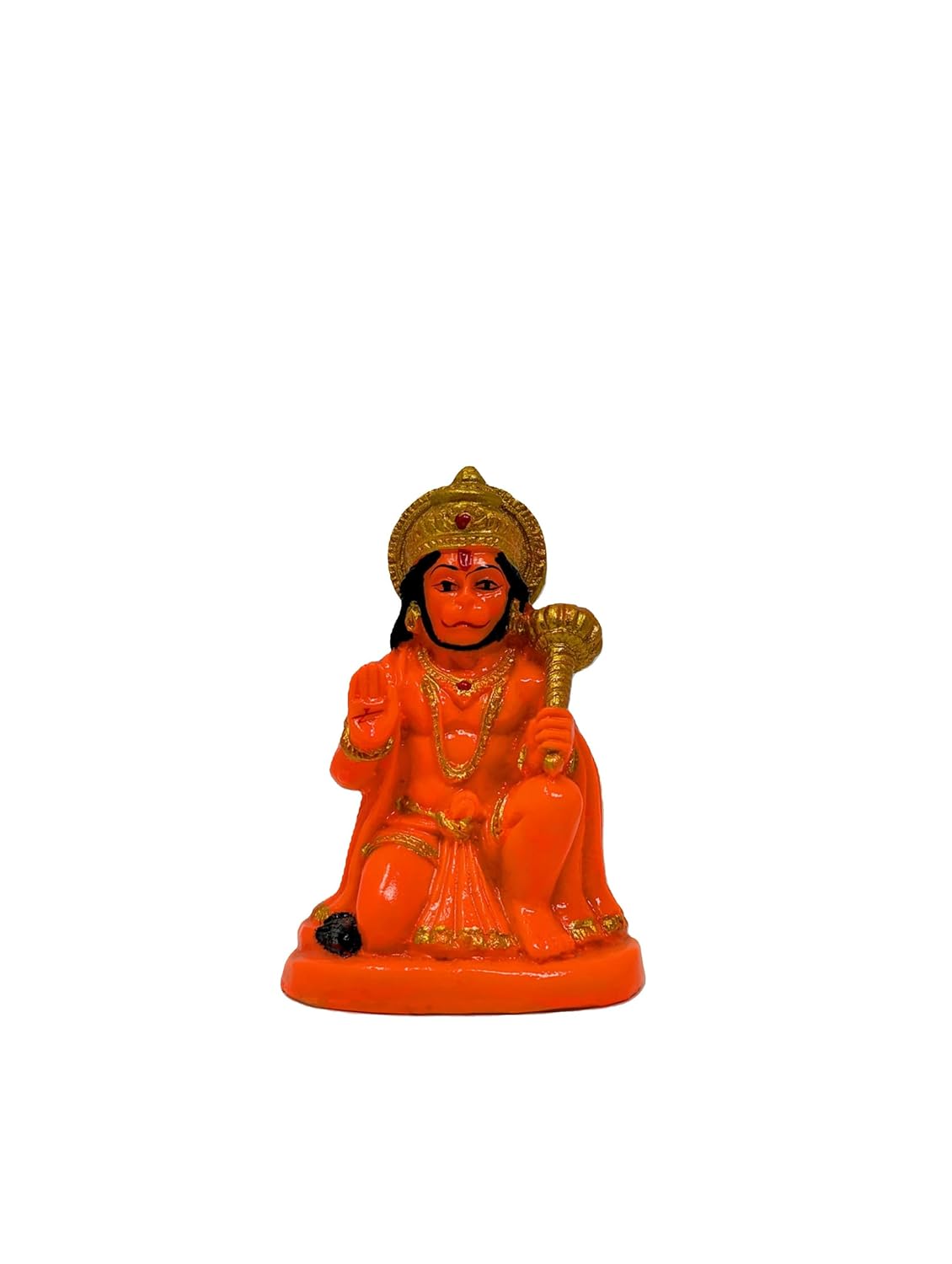 61XIC8UjFPL._SL1500_-1 Click Pujan Hanuman Sitting Small Orange Murti - Lord Balaji Idol for Home Car Temple Decor - Image 1