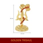 Click Pujan Trishul with Damru – Golden Brass Lord Shiva |Trident with Drum for Temple | Ideal for Home Mandir, Pooja Decoration, and Spiritual Rituals - Image 5